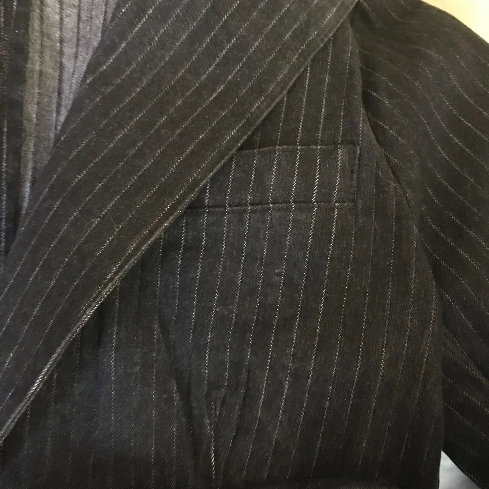 Ralph Lauren Jeans Co Black Denim Pinstrip Jacket Blazer Large NEW NWOT - Picture 7 of 11